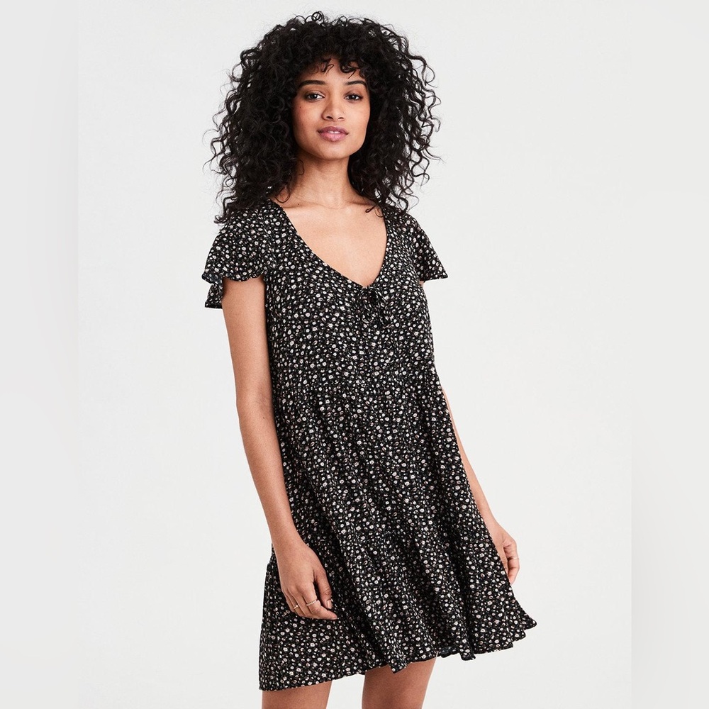 American Eagle Floral Tiered Babydoll Dress